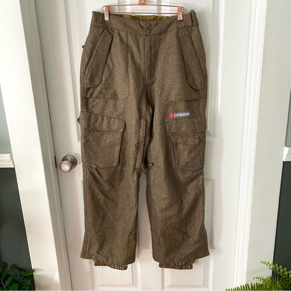 SIMS Snowboarding Tweed Ski Snow Pants Tan / Brown Men’s S Adjustable Waist